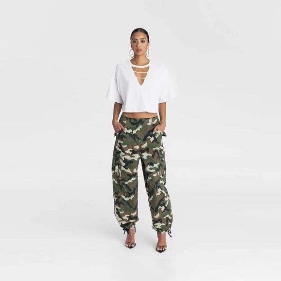 KBB by KAHLANA Women's Mid-Rise Straight Leg 'The Cargo Jogger' Camo XXL NWOT - Picture 3 of 7